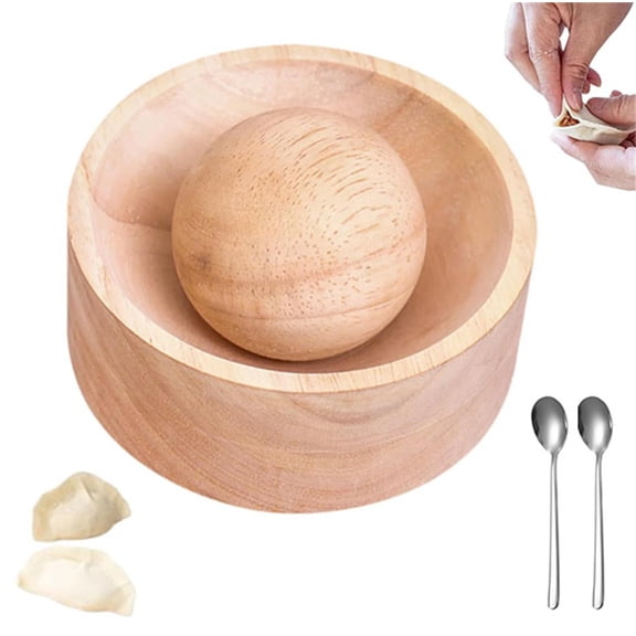 Wood Dumpling Maker Press Tool, Natural Pine Wood Dumpling Skin Presser for Empanadas and Hand Pies, Uncoated Safe Tortilla Maker, 3-Second Quick Wrapper