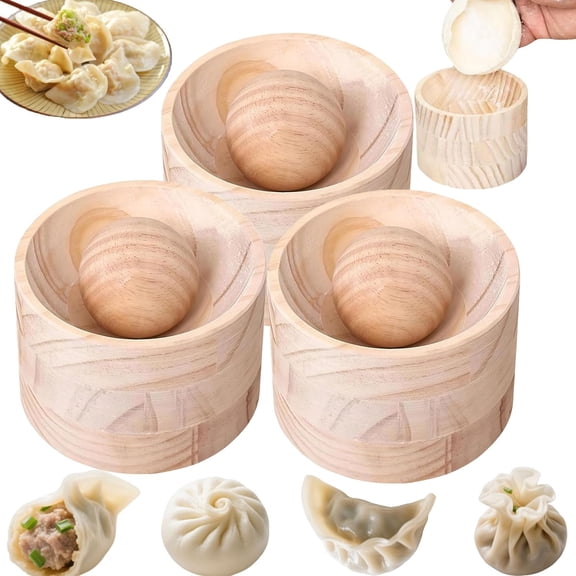 Wood Dumpling Maker, Wooden Dumpling Maker, Portable Dumplings Wrappers Maker and Press Dumplings Skin Machine (3pcs)