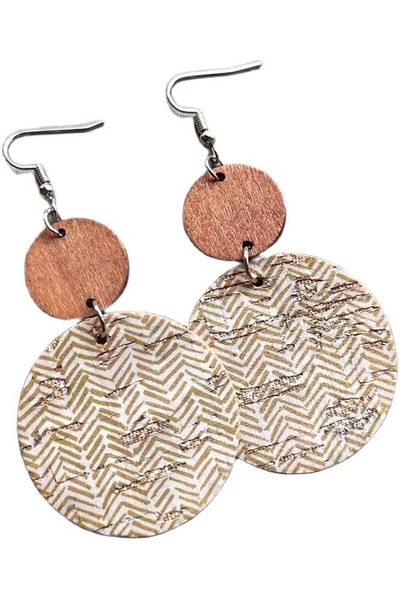 Wood Earrings Bohemian Leather Round Geometric Earrings Retro Lightweight Hollow Out Circle Statement Earrings for Women Gifts Jewelry
