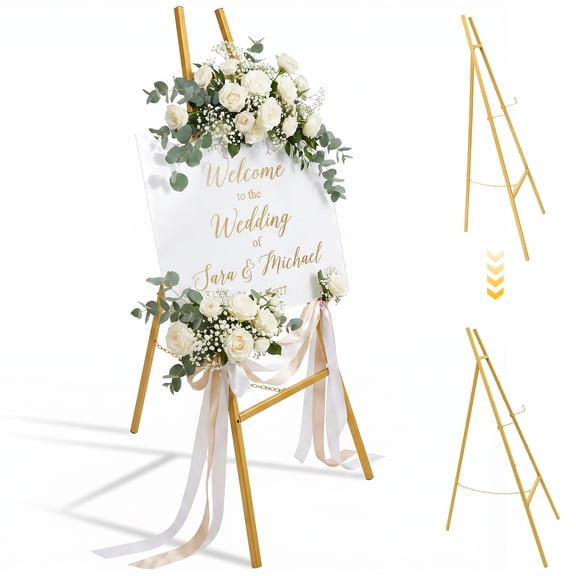 Wood Easel Stand for Display,4 Tier Height Adjustable Easel,Wooden Display Tripod Stand for Posters Pictures Paintings - Wedding Decor Holder for Welcome Sign