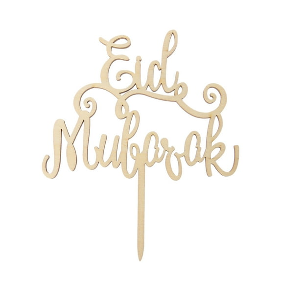 Wood Eid Mubarak Ramadan Wedding Cake Topper Muslim Islam Hajj Decoration Craft