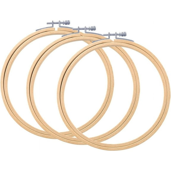 3 Inch 3 Pieces Wooden Embroidery Hoops Bamboo Circle Cross Stitch Hoop for Embroidery & Art Craft Handy Sewing