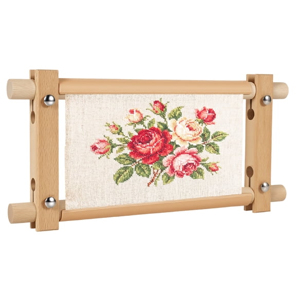 Wood Embroidery Scroll Frame Detachable Cross Stitch Holder Scroll Stitching Holder Tapestry Stitching Rack Portable Sewing Frame Quilting Hoop Stand Tapestry Scroll Frame Embroidery Frame