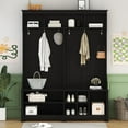 thumbnail image 1 of Wood Entryway Coat Hanger Hall Tree with 5 Hooks 3-in-1 Entryway Coat Rack with 2 Drawers&Shoe Bench Industrial Retro Coat Rack for  Entrance Hallway （59"W x 15.7"D x 80.3"H）, 1 of 6