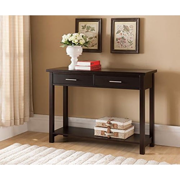 Wood Entryway Console Sofa Occasional Table with Drawers, Espresso$$Furniture