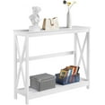 thumbnail image 1 of Wood Entryway Table, Console Table for Entryway, 2-Tier Sofa Table Accent Table w/Storage Shelf for Living Room, Hall, Foyer, White, 1 of 17