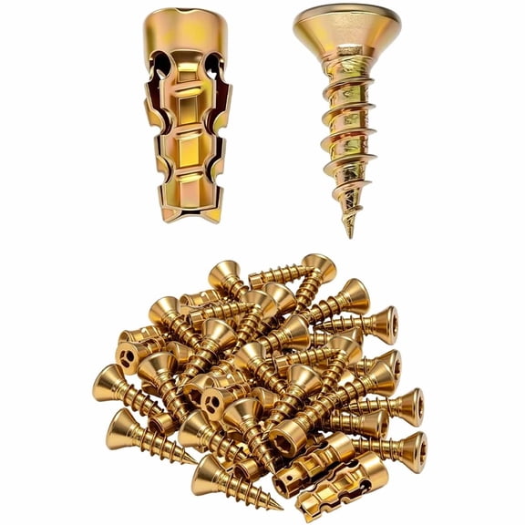 Wood Expansion Screws, 6x14mm Short Hinge Repair Set with Anchors for Stripped Threads, for Cabinet Doors, Wood, Tile & Stone