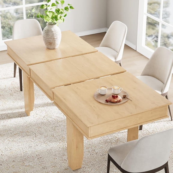 Wood Extendable Dining Table for 6-10 People with Seamless Extension from 63 to 86.6 Inches, Easy Assembly, Expandable Tables for Small Spaces, Dining Room, Kitchen, Living Room