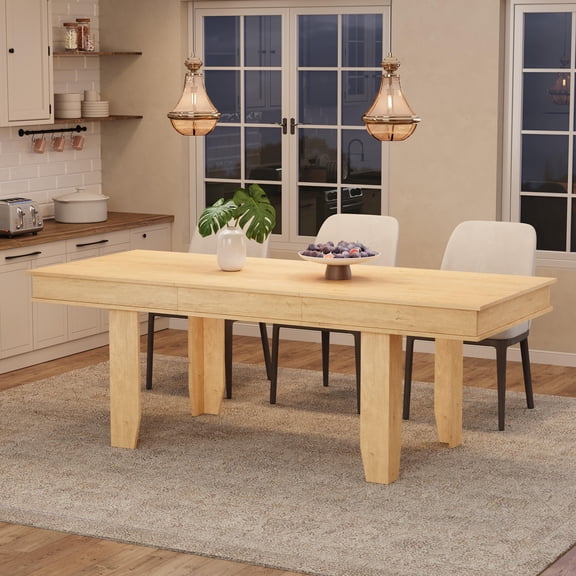 Wood Extendable Table, 63" (86.6") x35.4", for 6-10 People, Sturdy Wooden Frame, for Kitchen, Living Room