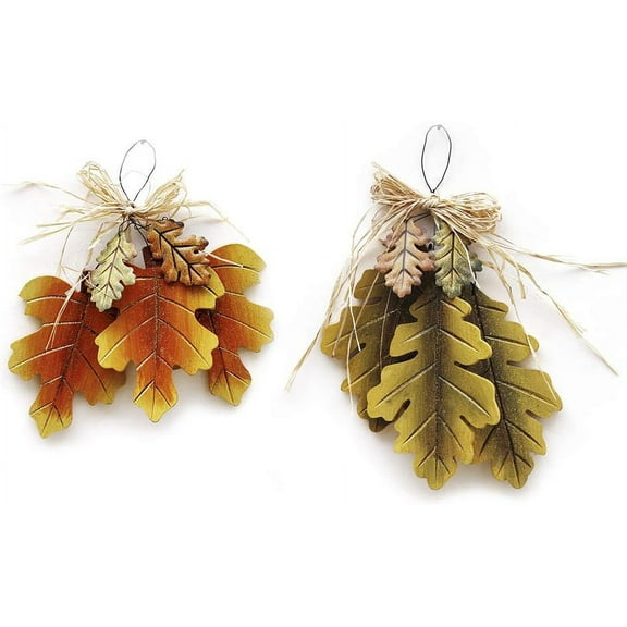 Wood Fall Leaves Wall Hanging Maple Oak Leaf Fall Door Sign Autumn Oak Leaves Wall Art Wooden Fall ations for Home Outdoor Thanksgiving Front Porch Room House Set of 2