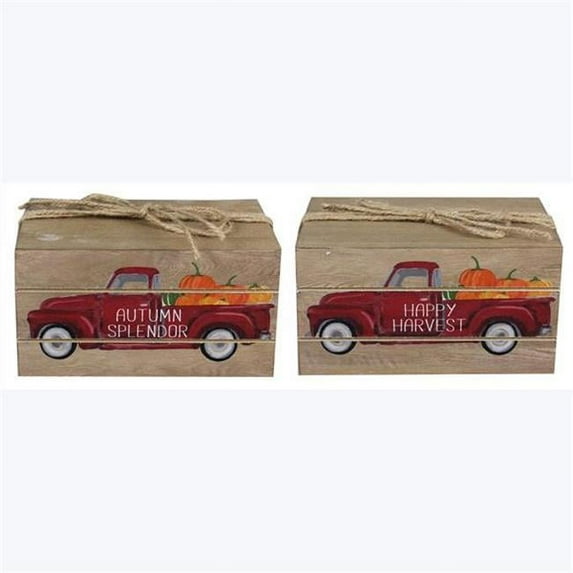 Wood Fall Traditional Tabletop Truck Faux Book Decor, Assorted Color - 2 Piece