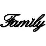 Wood Family Sign Wall Decor Art Cutout Letter Word Laser Cut Unfinished Decorative Accessories Modern for Living Room Home Door Farmhouse Porch Bedroom Decoration 11.8 x 4.7 Inch Black