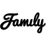 Wood Family Sign Wall Decor Art Cutout Letter Word Laser Cut Unfinished Decorative Accessories Rustic for Living Room Home Door Farmhouse Porch Bedroom Decoration 11.8 x 5.47 Inch Black