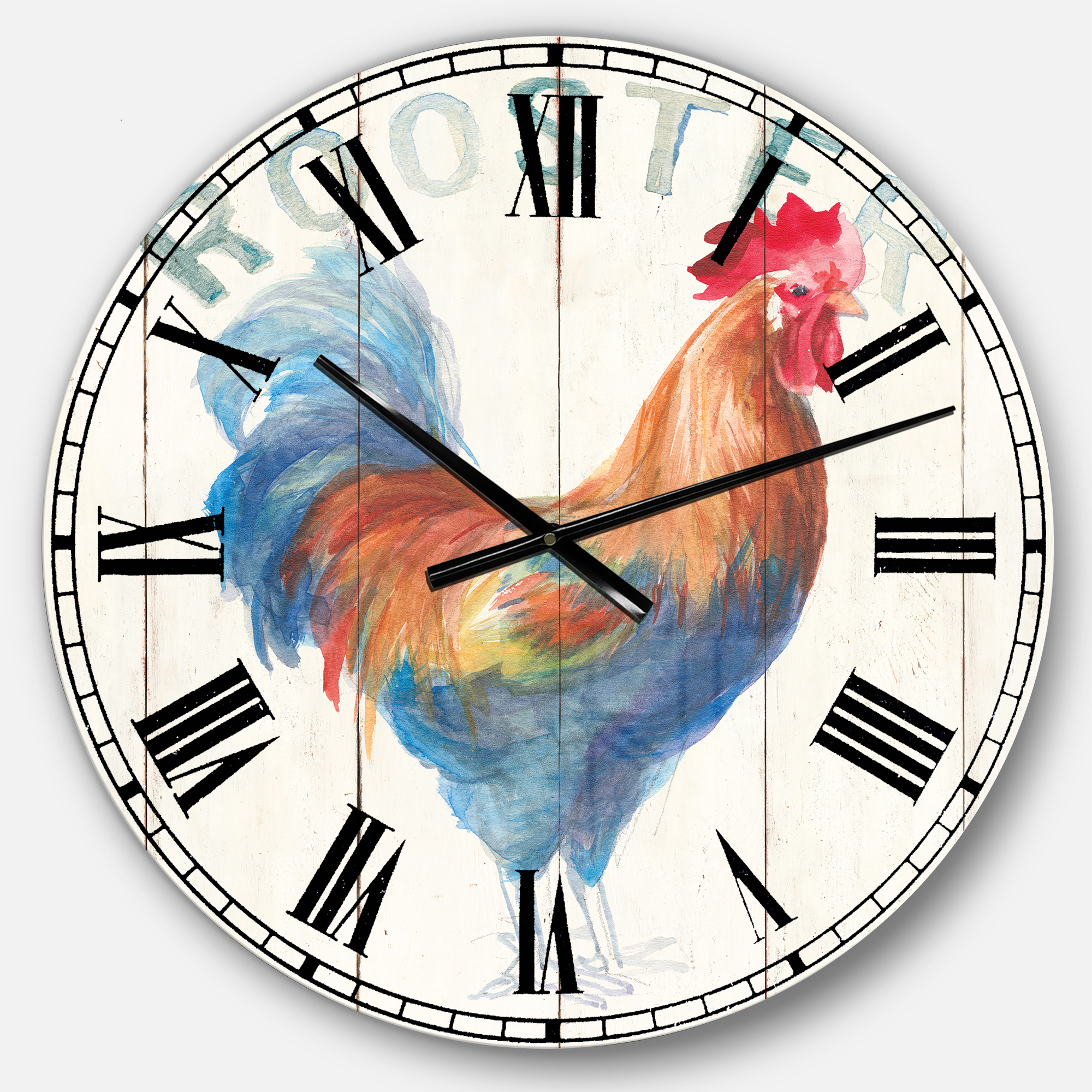 Wood Farm Roaster I' Farmhouse Oversized Metal Clock