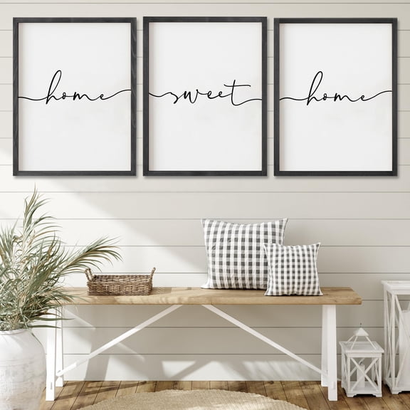 Wood Farmhouse Home Sweet Wall Decor Signs Black 11"x14" Set of 3