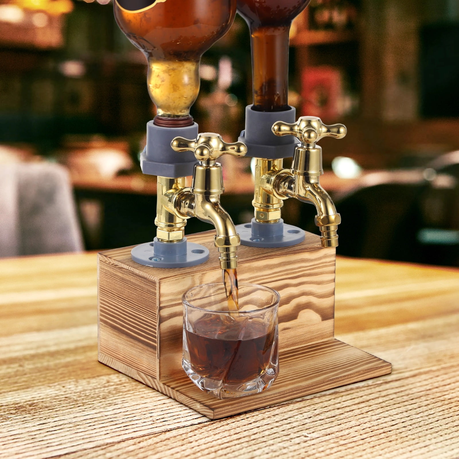 Wood Faucet Whisky Liquor Dispenser, Rustic Wine Decanter, Whiskey Wood ...