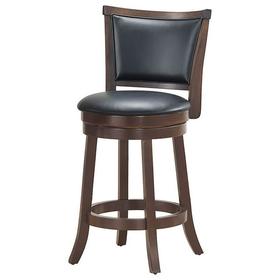 Wood/Faux Leather Swivel Counter Stool (set of 2), Black/Coffee
