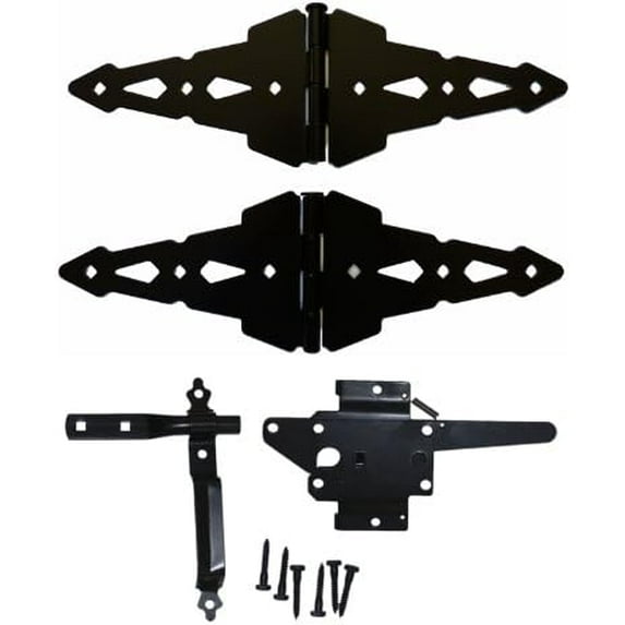 Wood Fence Hinge/Latch Gate Kit Hardware - Single Gate Kit (Wood Gate Hinges and Latch)