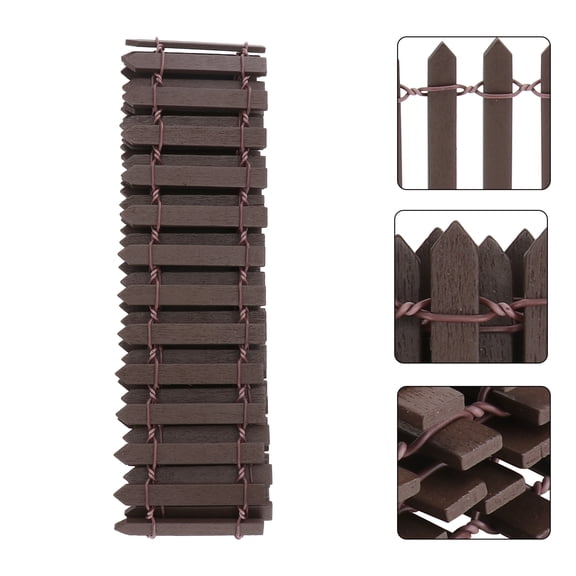 Wood Fence Miniature Decorative Picket Fence Moss Wooden Crafts DIY Landscape Ornament Home Outdoor Decor ( 100x5cm Coffee )