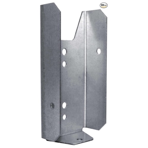 Wood Fence Rail Bracket for 2x4 Dimensional Lumber. Galvanized Steel to Resist Rusting - 100 Count
