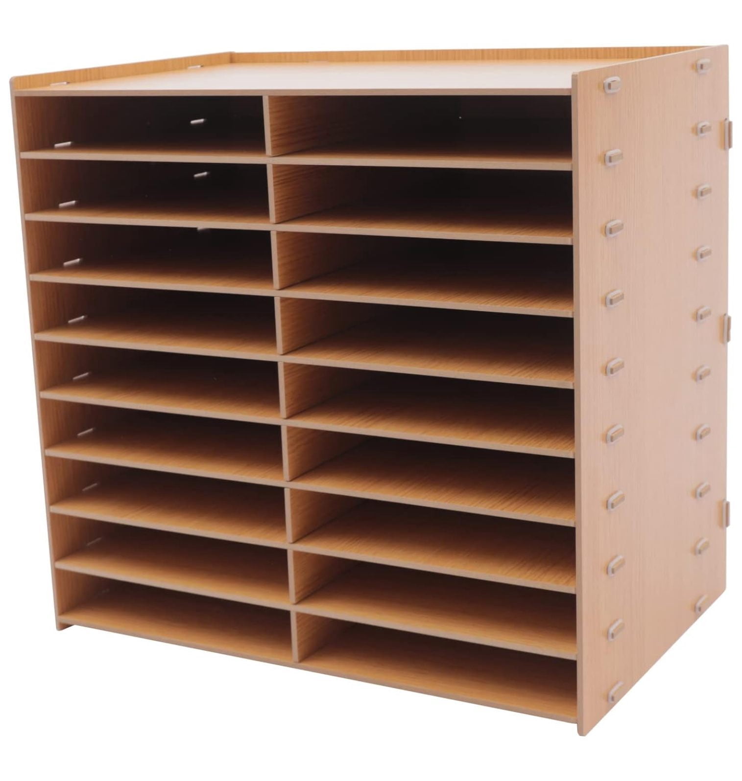 Wood File Organizer Desktop, 18 Slots Document Letter Mail Tray Sorter ...