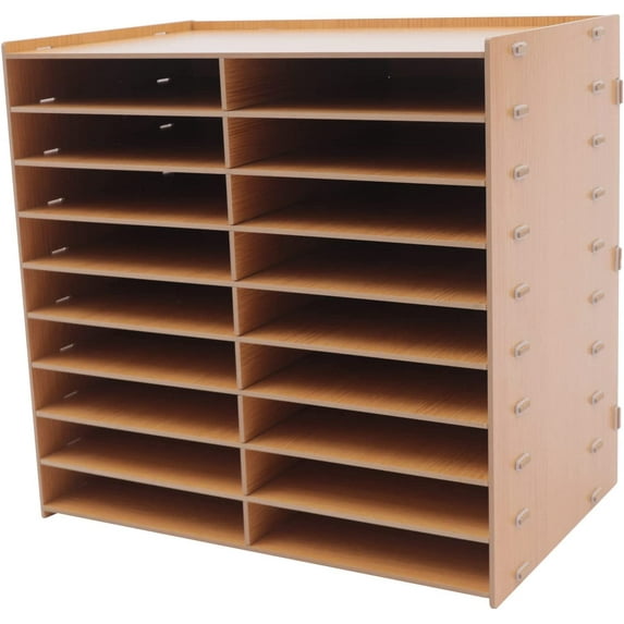 Wood File Organizer Desktop, 18 Slots Document Letter Mail Tray Sorter, Wooden File Paper Letter Tray Desktop Paper Sorter Literature Organizer Rack for School Home Office Supplies