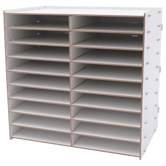 Wood File Organizer Desktop, 18 Slots Document Letter Mail Tray Sorter, Wooden File Paper Letter Tray Desktop Paper Sorter Literature Organizer Rack for School Home Office Supplies (White)