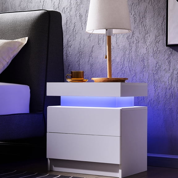 Wood Filler Nightstand - Adjustable Lighting Mode - Living Room Corner - Save Room Space