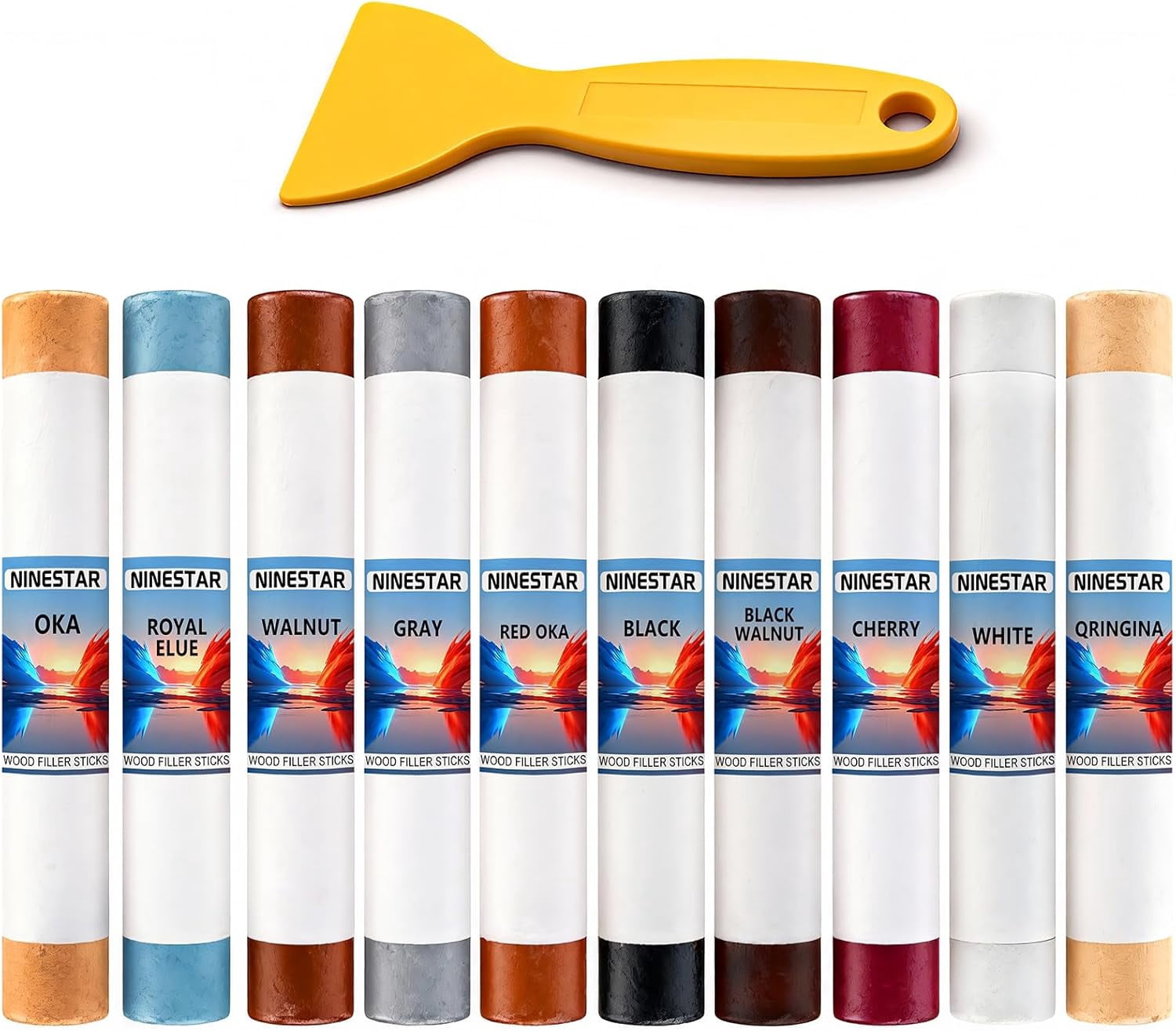 Wood Filler Sticks,10 Colors Wood Crayons for Scratches, Scuffs, Cracks, Stains and Holes, Furniture Wax Crayons Pen for Touch Up Furniture, Floors, Cabinets, Tables, and Doors