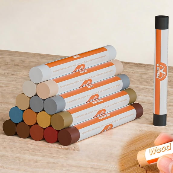 Wood Filler Sticks 16 Colors Wax Touch Up Pen Repair Crayons to Fix Scratches Scuffs Cracks Stains and Holes on Hardwood Floors Furniture Cabinets Tables Doors