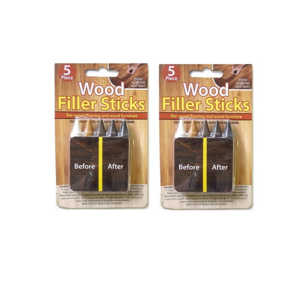 Wood Filler Sticks 2-Pack (10 Total)  Scratch Repair for Furniture & Floors