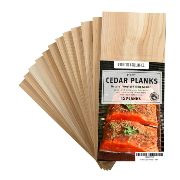 Wood Fire Grilling 5" x 11" x 10" Western Red Cedar Grilling Planks (12 Pack)