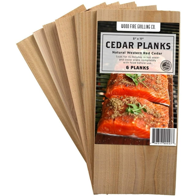 Wood Fire Grilling 5" x 11" x 6" Western Red Cedar Grilling Planks (6