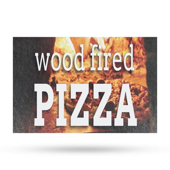 Wood Fired Pizza Vinyl Decal 24 Inch x 36 Inch Weatherproof Heavy-Duty Adhesive Backing | Authentic Recipes, Fresh Ingredients, Restaurant Promotions | Made in USA
