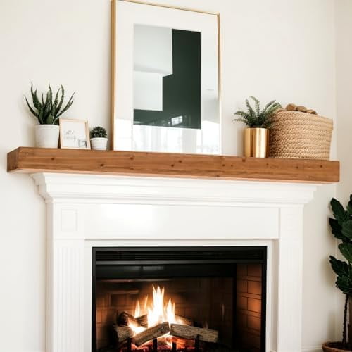 Wood Fireplace Mantel, Wall-Mounted Mantles for Over Fireplace, Fire Place Mantel Floating Mantel Shelf, Natural$$Plumbing & HVAC