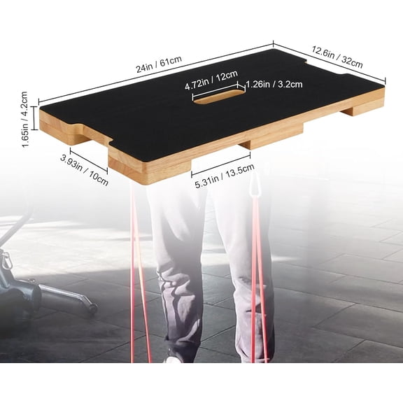 Wood Fitness Board, Resistance Band Workout Footplate, Resistance Band Foot Plate with Non-slip Design for Training, Stretching, Balance, Flexibility Exercise for Home Gym