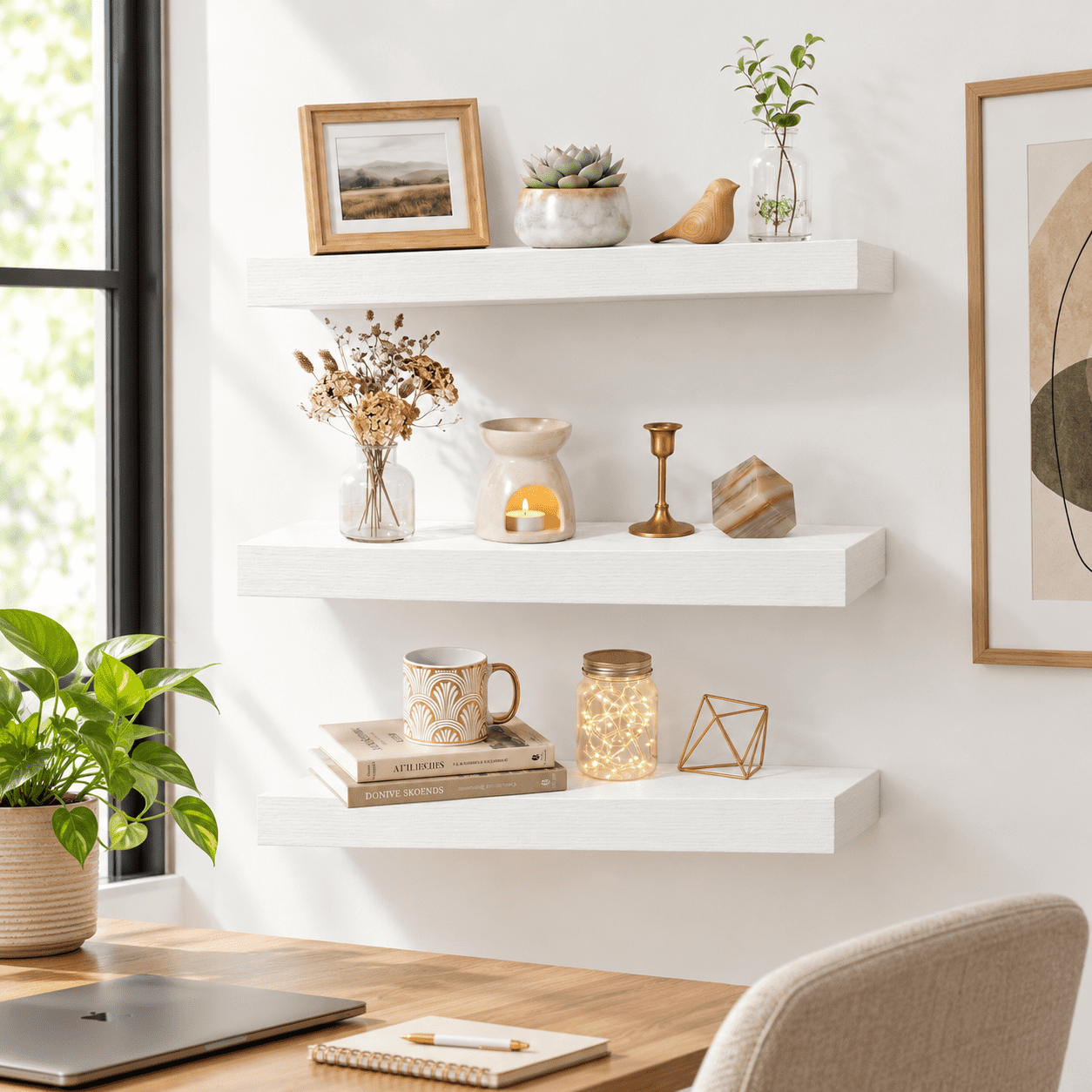 Wood Floating Shelves 20 Inch 10 Deep Wall Mount With Invisible Bracket ...