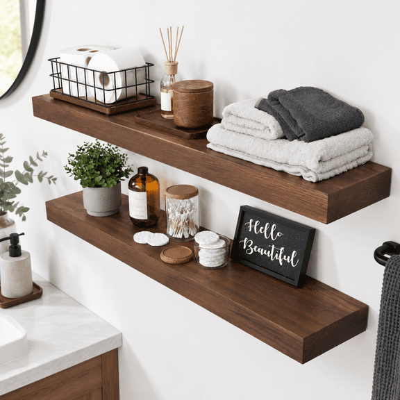 Wood Floating Shelves For Wall 36 Inches Long Oak Wooden Shelf