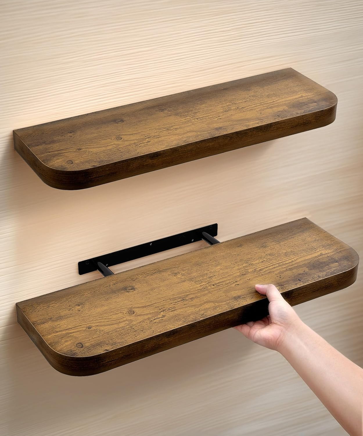 Wood Floating Shelves Rustic Shelves for Wall Mounted 24 Inch Farmhouse ...