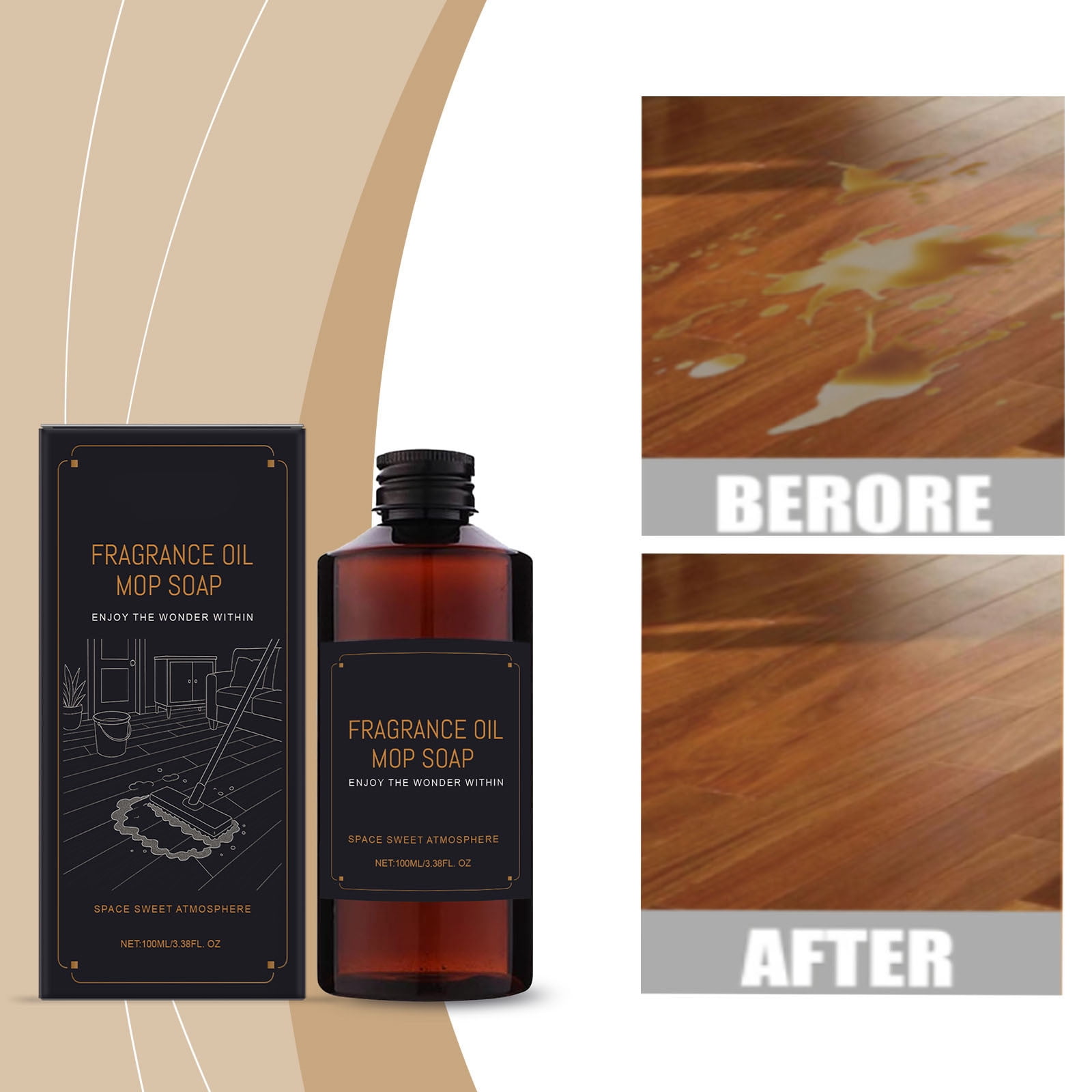 Wood Floor Cleaner and Polish, 3.4 fl oz Concentrated Stain Remover for ...