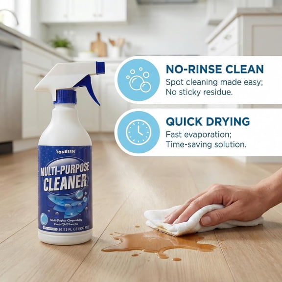 Wood Floor Cleaner Spray for Wire-Brushed Textured Surfaces, Deep Cleans Grooves, Grout & Seams on Laminate, PVC Floors, Tabletops, Removes Shoe Marks, Grease, Drink Stains, Dust, 500ml