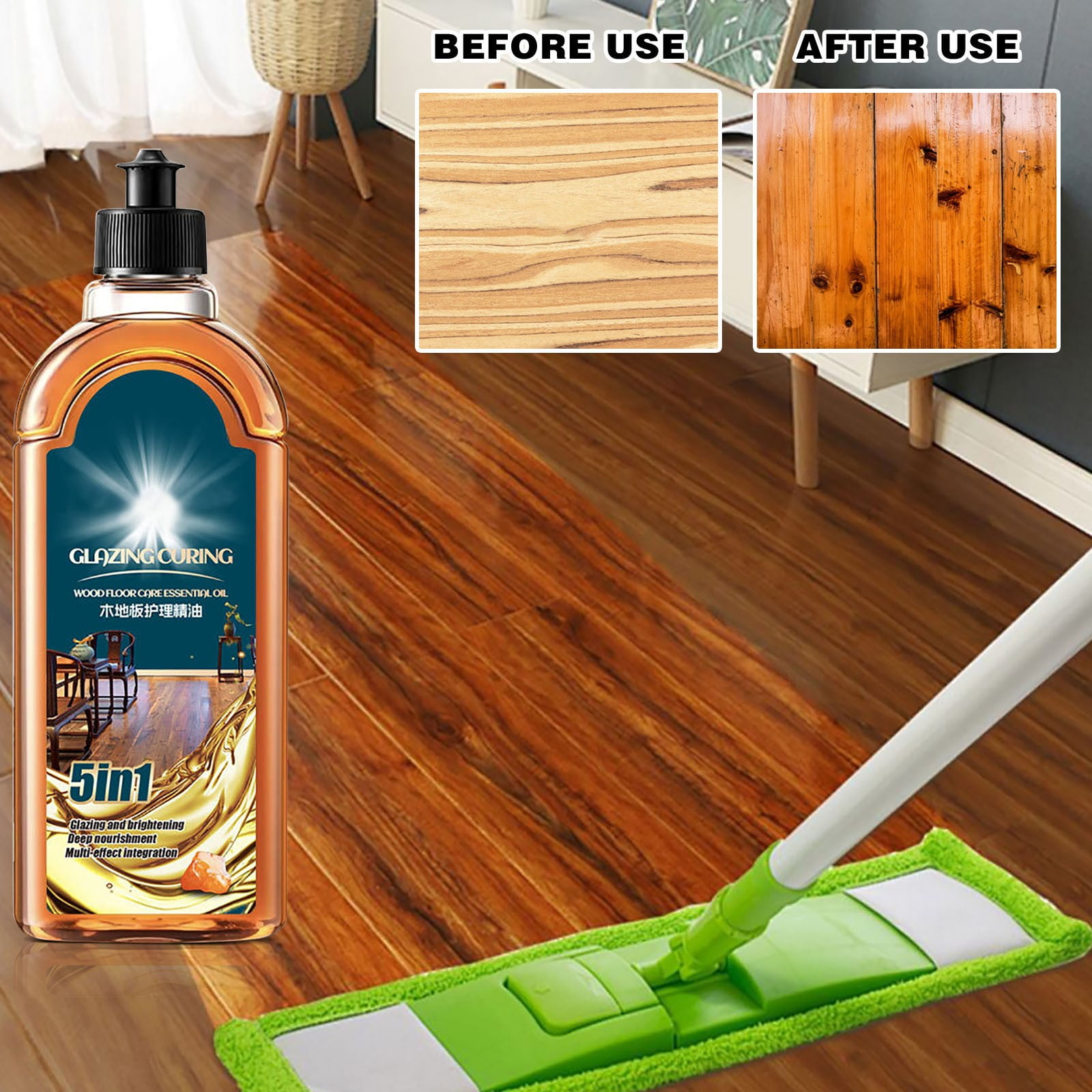 Wood Floor Cleaner and Polish, 16.9 fl oz Multi-Surface Liquid Wax for ...
