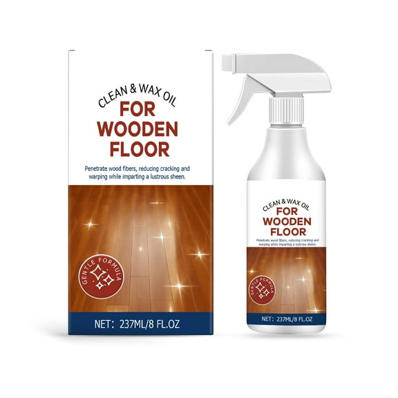 Wood Floor Polish Spray Clean and Shine in One, for Solid Wood and Composite Floors, Quick Drying No Residue Formula, Dust Prevention and Brightening, 237ml Bottle for Home Maintenance