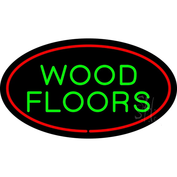 Wood Floors Oval Red LED Neon Sign 13 x 24 - inches Black Square Cut Acrylic Backing, with Dimmer - Premium built indoor Sign for Storefront, Store interior, Exhibition, Decor.