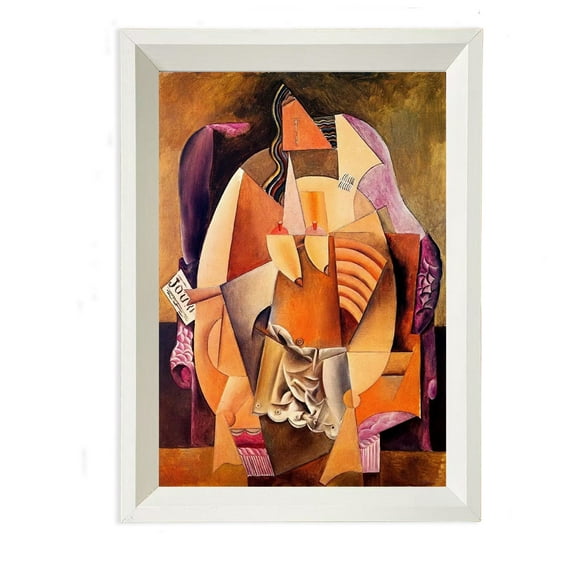 White Wood Framed Picaso Wall Art Bathroom Tabletop Wall Picture Ready to Hang Affordable Luxury Room Decor for Living room Bathroom Lobby Office