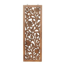Wood Floral Handmade Intricately Carved Wall Decor Brown