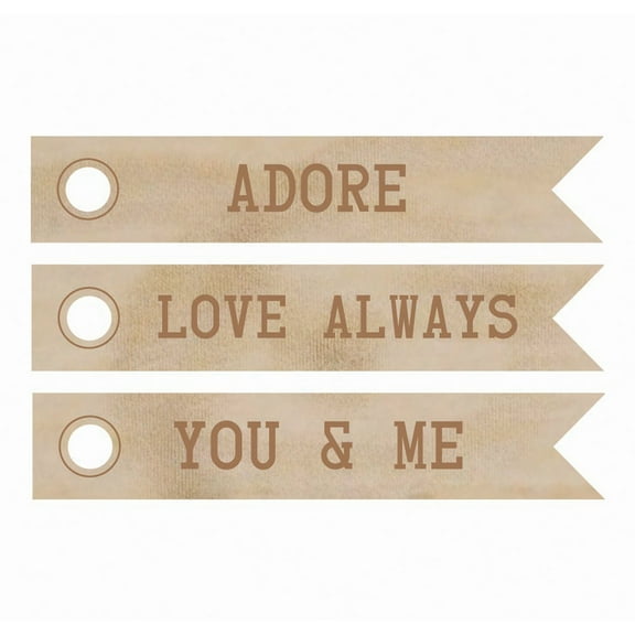 Wood Flourishes-Adore Word Flags 3/Pkg