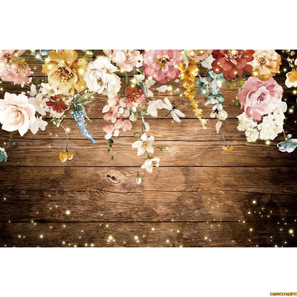 Wood Flower Backdrop for Photography Rustic Wood Board Floral Baby ...