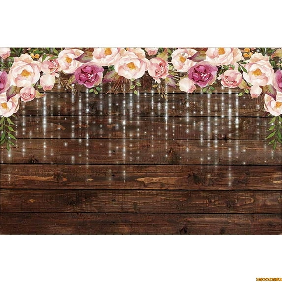 Wood Flower Backdrop for Photography Rustic Wood Board Floral Baby Shower Birthday Party Wedding Background r Photo Studio