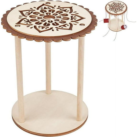 Wood Flower Pattern Kumihimo Disk 6.3 Inch Round Bracelet Making Kit for Multicord Knitting Bracelet Maker 32 Slot Kumihimo Marudai Disk Kit for DIY Hand Rope